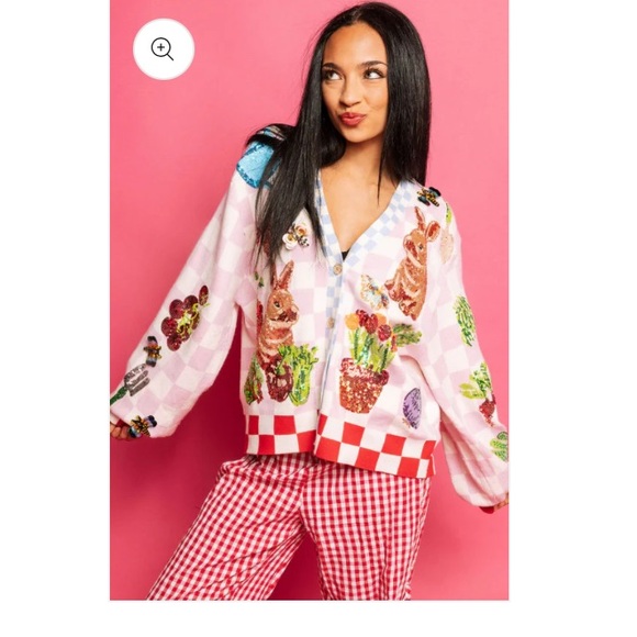 Queen of sparkles spring bunny embellished cardigan - Picture 2 of 12